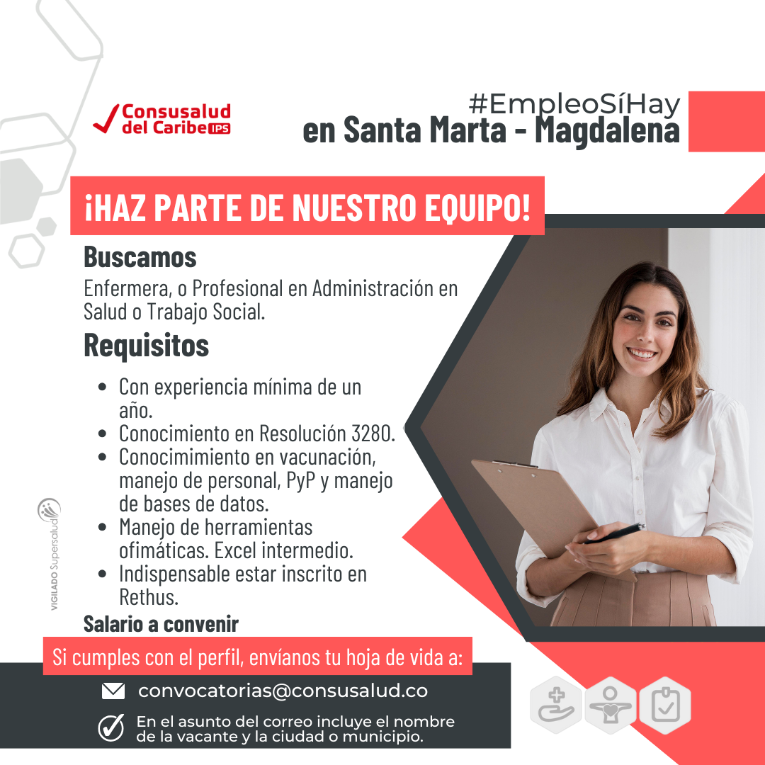 Vacante Profesional Enfermería Santa Marta